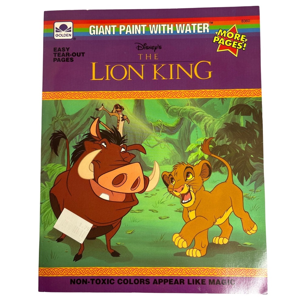 Disney The Lion King Golden Giant Paint‎ With Water Activity Book 1994 New